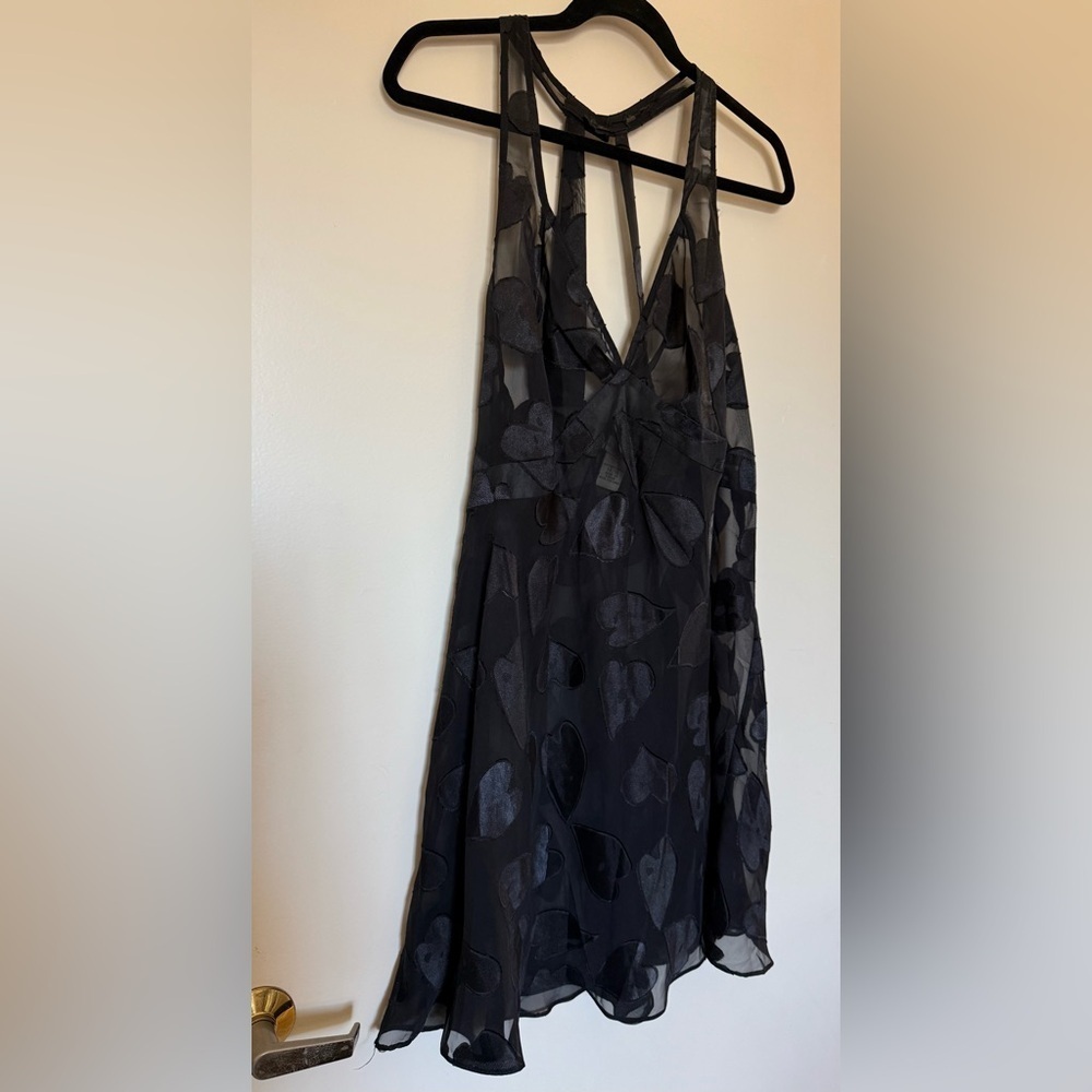 NWOT Lane Bryant Intimates Black Sheer Heart Patterned Nightie Mini in 14/16